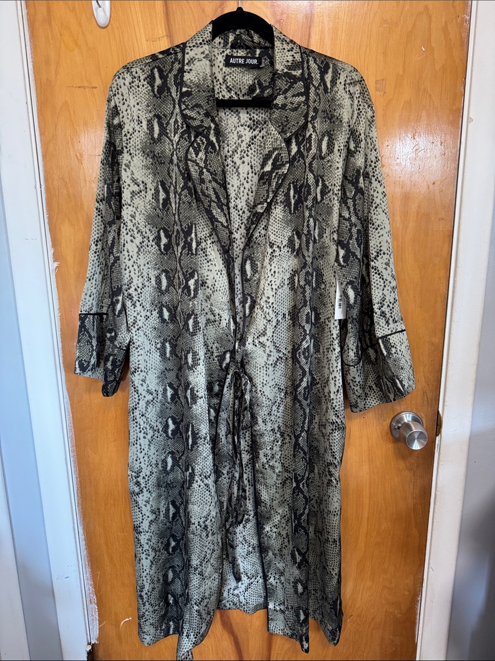 Green Snake-Print Trench Coat